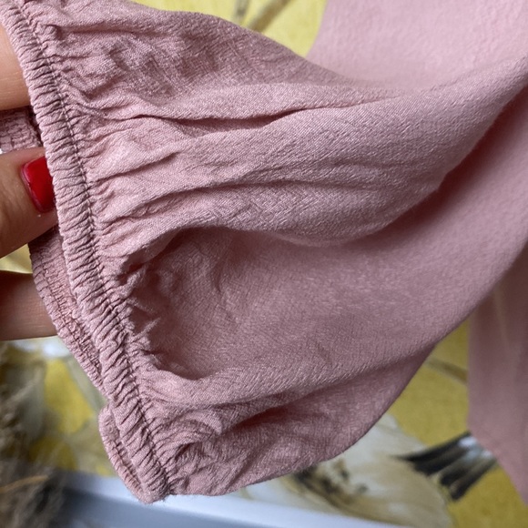 Oversized Balloon Long Sleeve Oversized Top Italy Blush Pink Viscose V-neck Boho - Picture 8 of 11